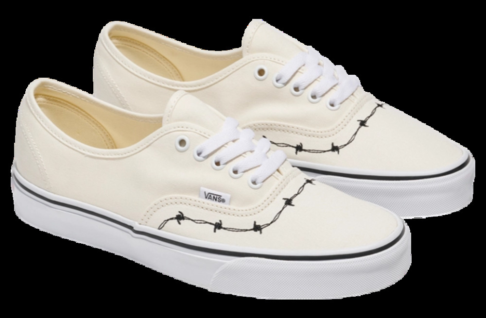 VANS MEN'S 7.5 AUTHENTIC BARBED WHITE LOW TOP CANVAS SNEAKER NIB